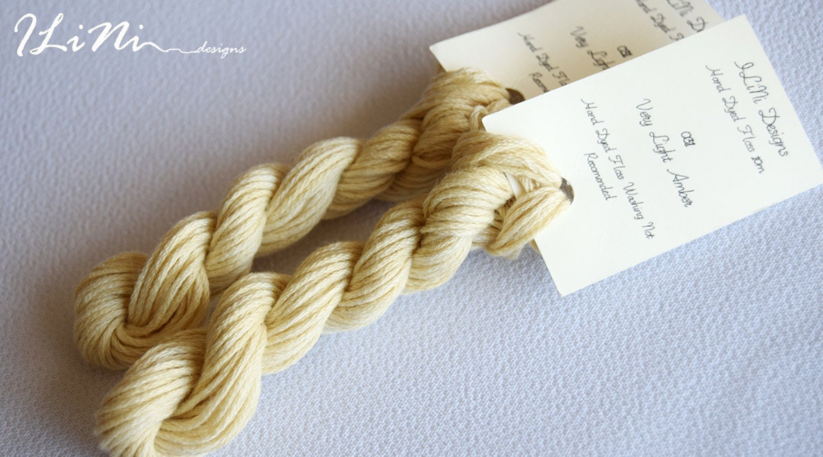 Hand dyed cotton thread / floss (6 strands) very light amber (031) for cross stitch / embroidery
