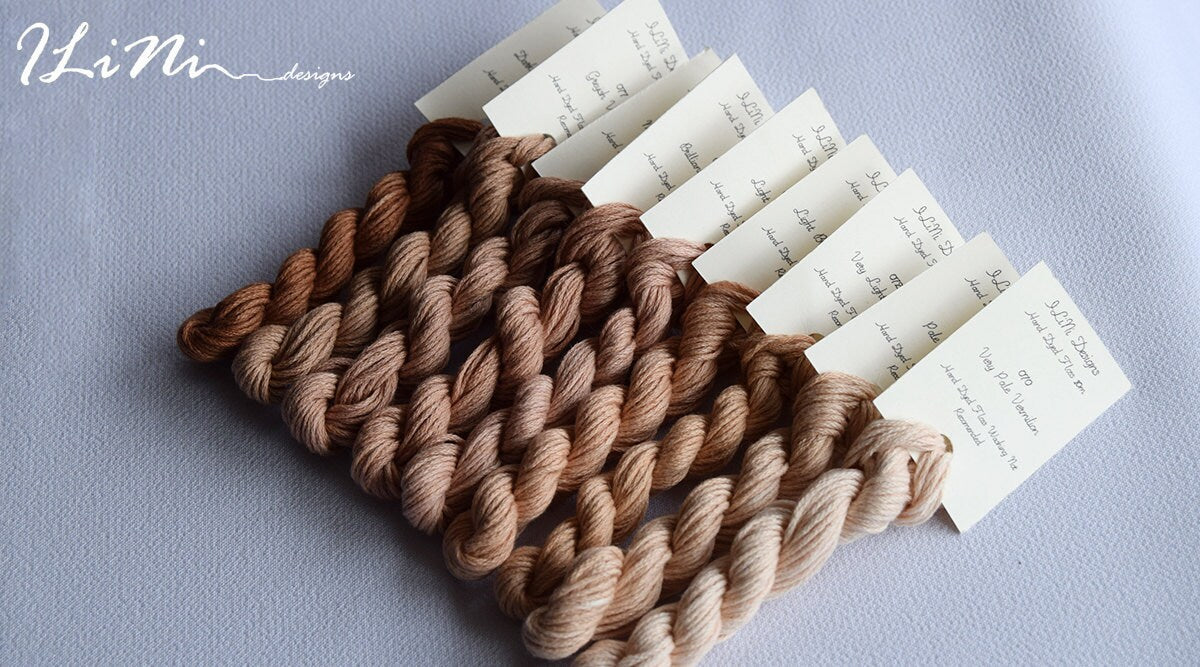 Hand dyed cotton thread / floss (6 strands) light vermilion (074) for cross stitch / embroidery