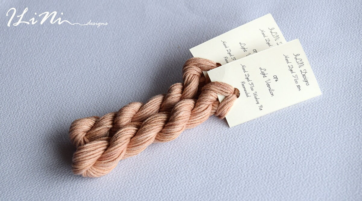 Hand dyed cotton thread / floss (6 strands) light vermilion (074) for cross stitch / embroidery