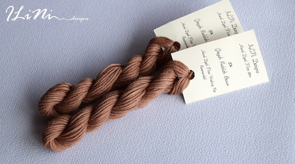 Hand dyed cotton thread / floss (6 strands) greyish reddish brown (104) for cross stitch / embroidery