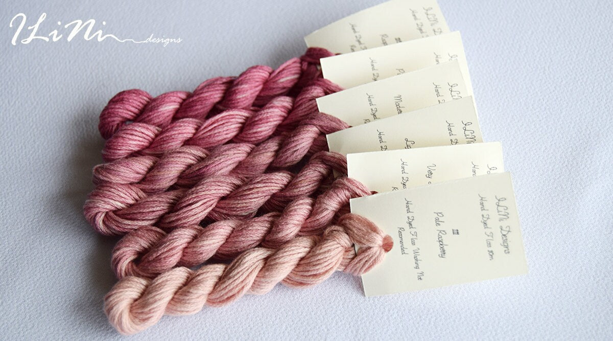 Hand dyed cotton thread / floss (6 strands) light raspberry (113) for cross stitch / embroidery