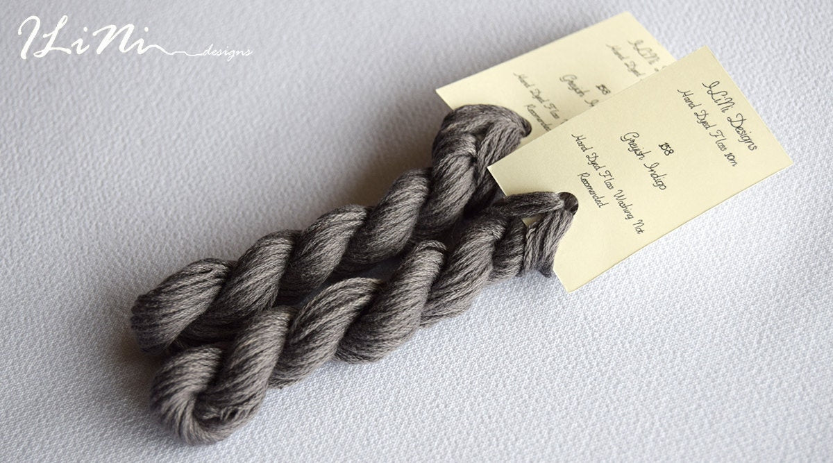 Hand dyed cotton thread / floss (6 strands) greyish indigo (158) for cross stitch / embroidery