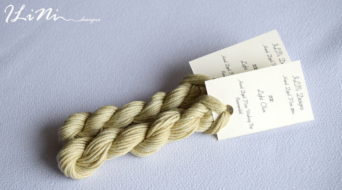 Hand dyed cotton thread / floss (6 strands) light olive (202) for cross stitch / embroidery
