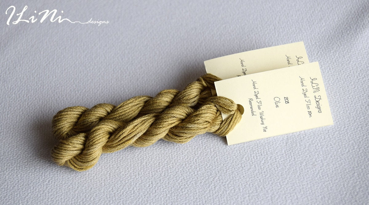 Hand dyed cotton thread / floss (6 strands) olive (203) for cross stitch / embroidery