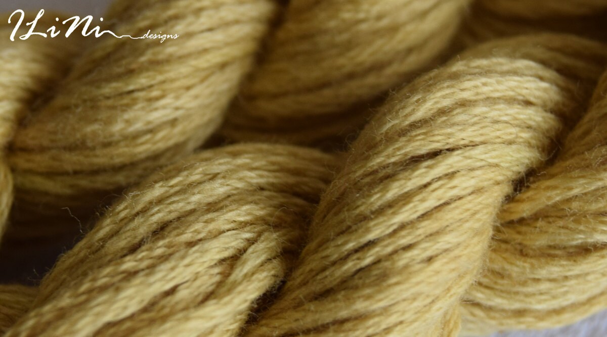 Hand dyed cotton thread / floss (6 strands) dark yellowish lime colour (007) for cross stitch / embroidery