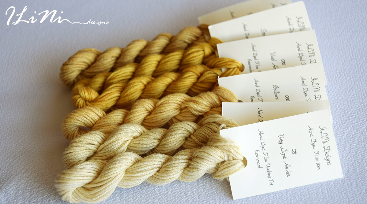 Hand dyed cotton thread / floss (6 strands) brilliant amber (033) for cross stitch / embroidery