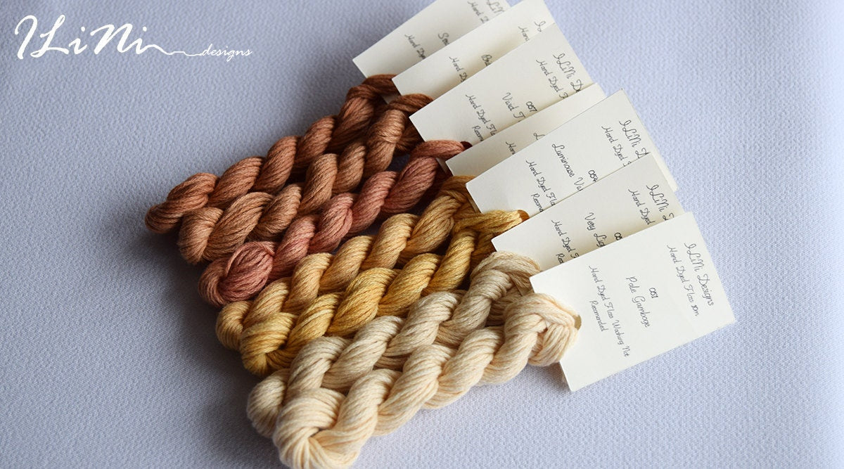 Hand dyed cotton thread / floss (6 strands) light brilliant orange (055) for cross stitch / embroidery