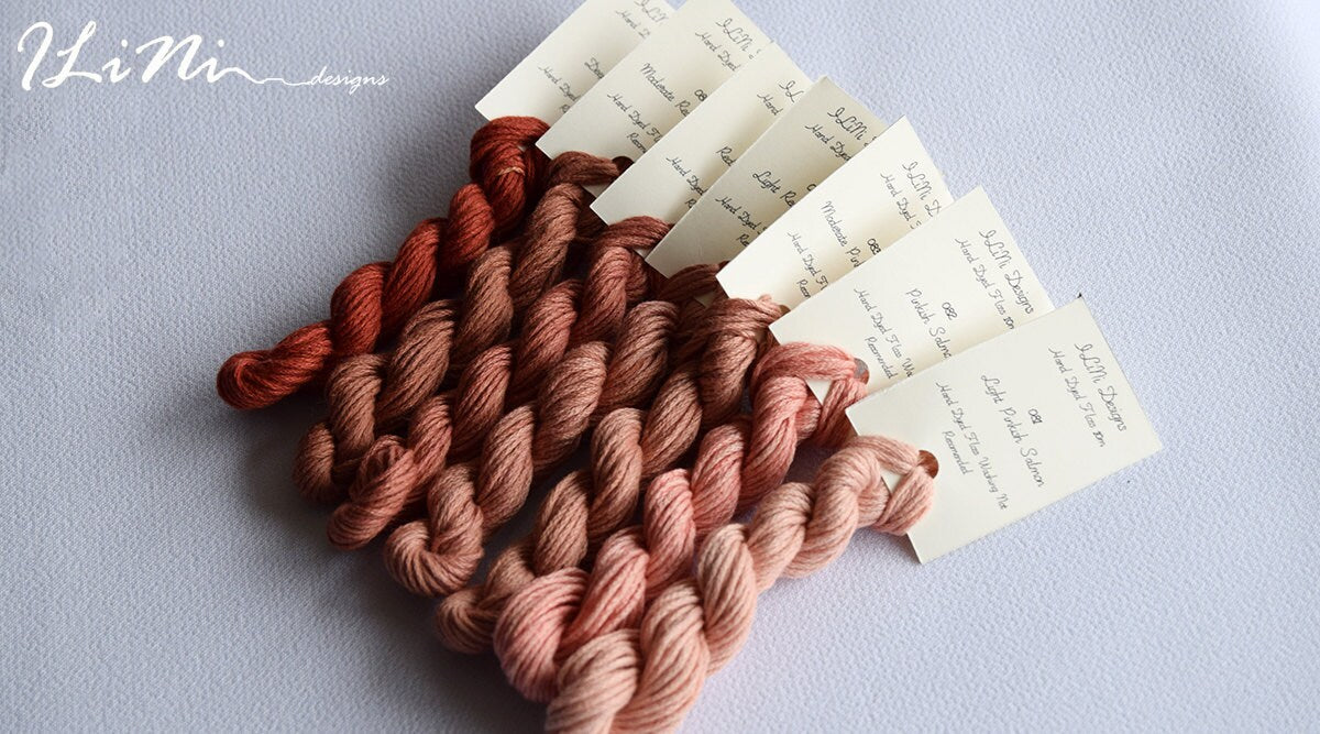 Hand dyed cotton thread / floss (6 strands) pinkish salmon (082) for cross stitch / embroidery