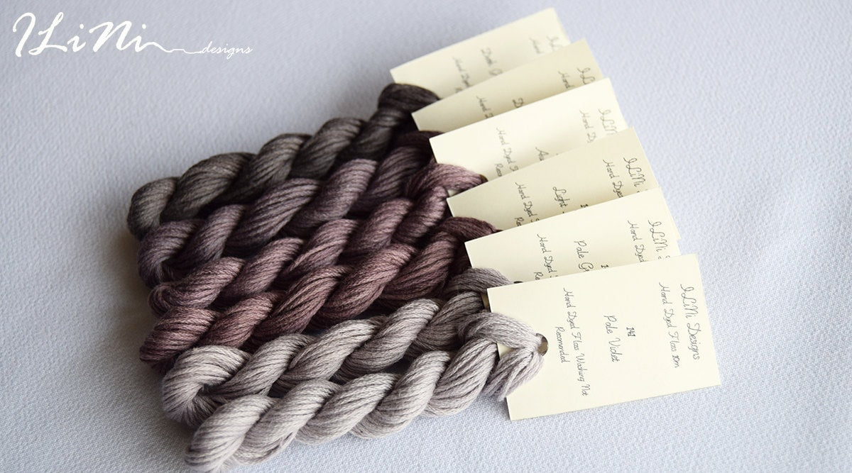 Hand dyed cotton thread / floss (6 strands) dark greyish aubergine (148) for cross stitch / embroidery