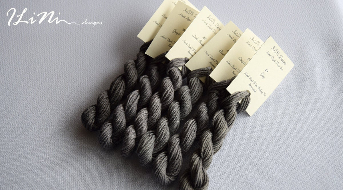 Hand dyed cotton thread / floss (6 strands) greyish indigo (158) for cross stitch / embroidery