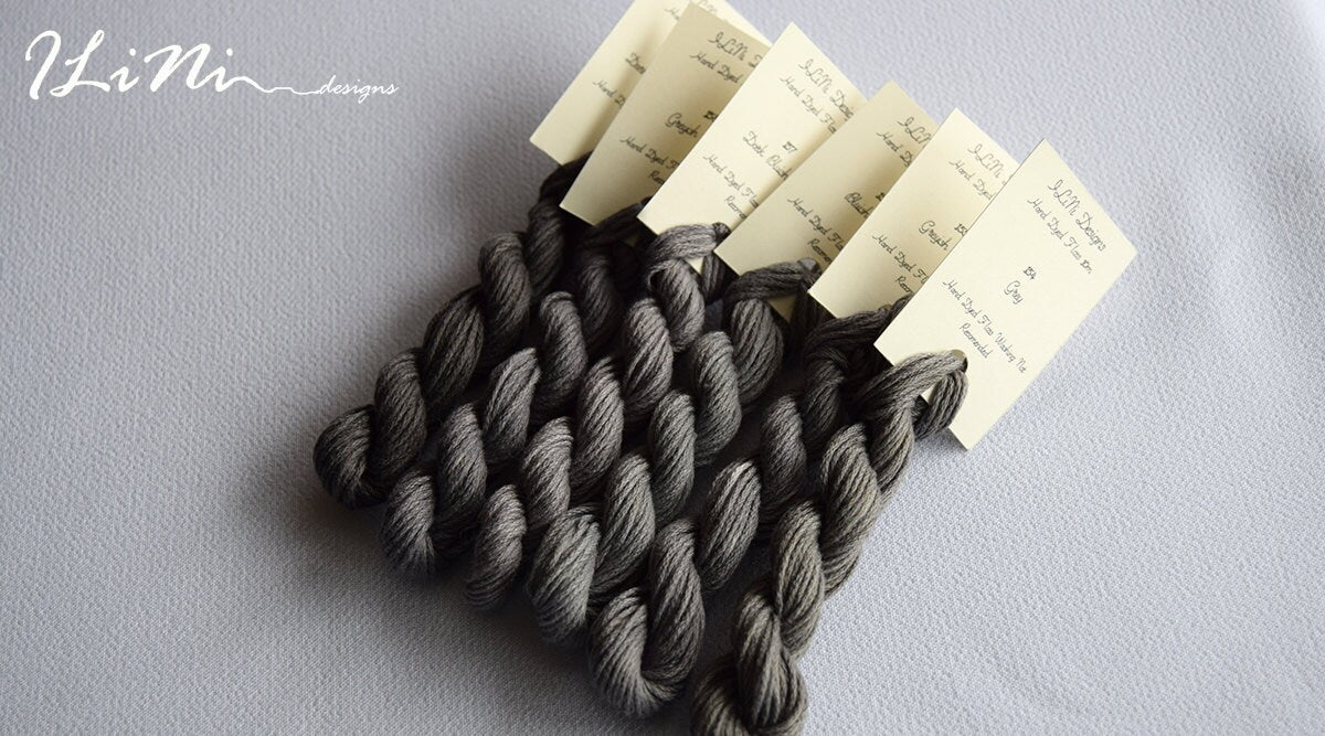 Hand dyed cotton thread / floss (6 strands) dark bluish grey (157) for cross stitch / embroidery
