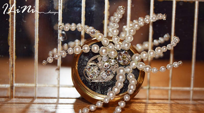 OOAK white spider steampunk brooch
