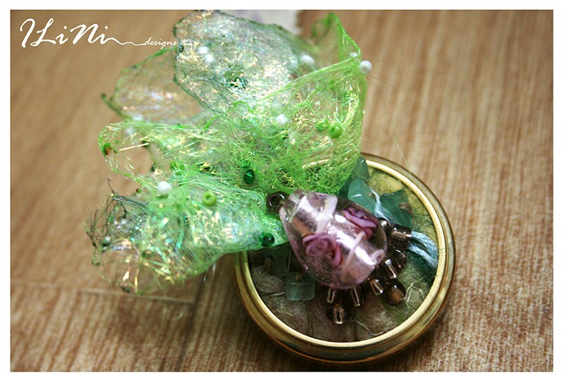 OOAK fuchsia floral brooch