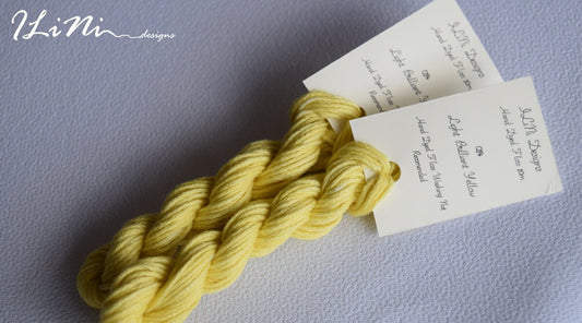 Hand dyed cotton thread / floss (6 strands) light brilliant yellow colour (014) for cross stitch / embroidery