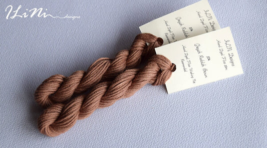 Hand dyed cotton thread / floss (6 strands) greyish reddish brown (104) for cross stitch / embroidery