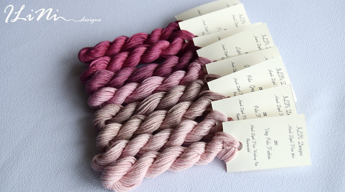Hand dyed cotton thread / floss (6 strands) light fuchsia (134) for cross stitch / embroidery