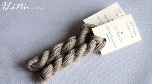 Hand dyed cotton thread / floss (6 strands) light greyish olive (193) for cross stitch / embroidery