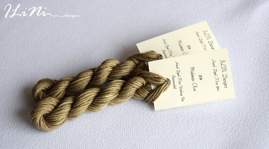 Hand dyed cotton thread / floss (6 strands) moderate olive (204) for cross stitch / embroidery