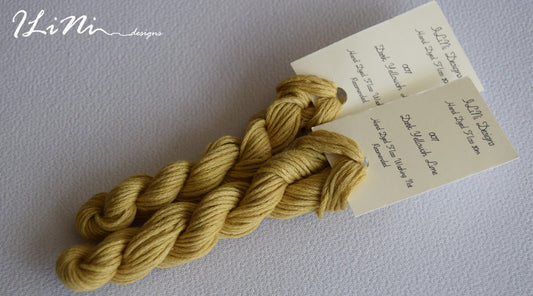 Hand dyed cotton thread / floss (6 strands) dark yellowish lime colour (007) for cross stitch / embroidery