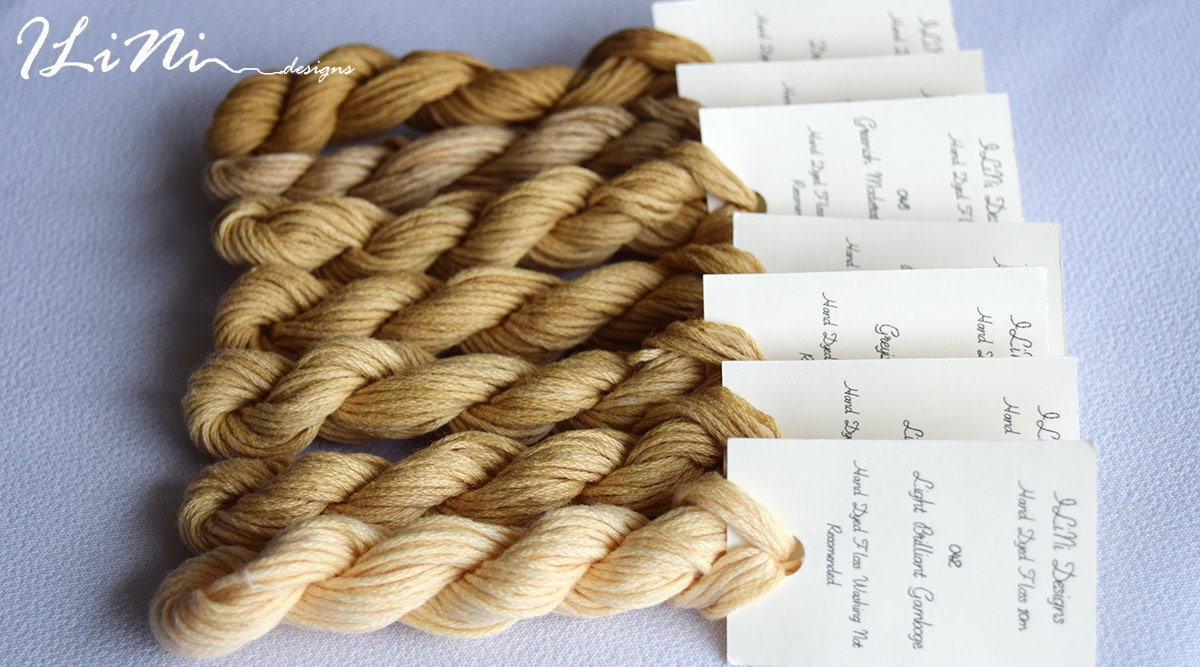 Hand dyed cotton thread / floss (6 strands) dark gamboge (048) for cross stitch / embroidery