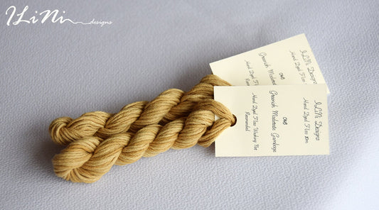 Hand dyed cotton thread / floss (6 strands) greenish moderate gamboge (046) for cross stitch / embroidery