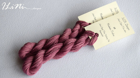Hand dyed cotton thread / floss (6 strands) moderate fuchsia (136) for cross stitch / embroidery