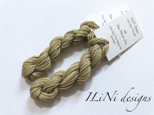 Hand dyed cotton thread / floss (6 strands) deep yellowish lime colour (008) for cross stitch / embroidery