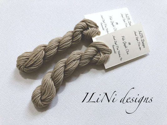 Hand dyed cotton thread / floss (6 strands) pale greyish olive (191) for cross stitch / embroidery