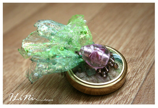 OOAK fuchsia floral brooch